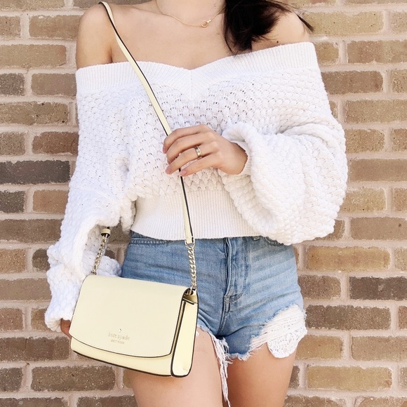 Kate Spade Staci Small Flap Chain Crossbody Lemon Fond Yellow - Picture 3 of 7